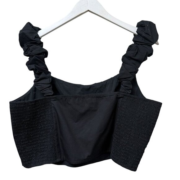 Abercrombie Fitch Crop Top Size XL Black Smocked Summer Beach - Picture 2 of 5